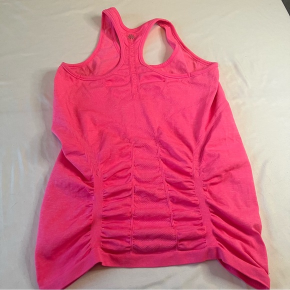 Athleta Bright Pink Ruched Racerback Tank Top - Picture 2 of 4